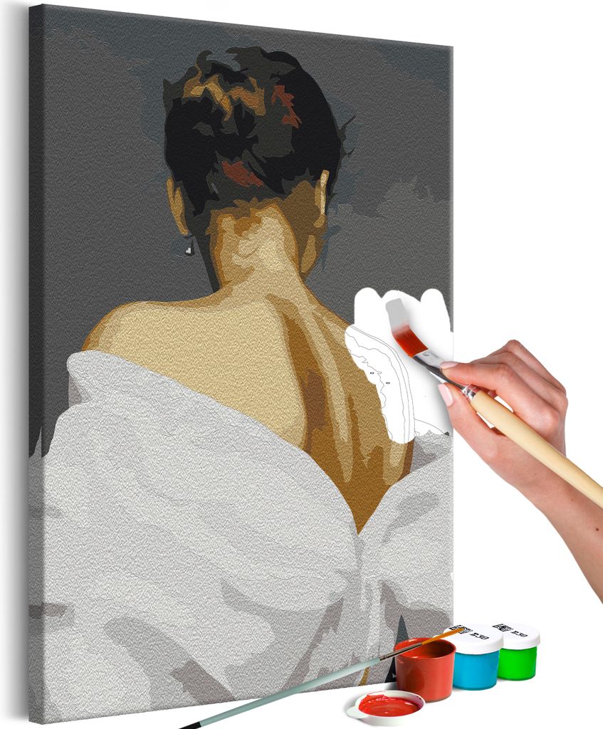 Malen nach Zahlen Frau Glamour Körper Abstrakt 40x50 cm Malset mit Holzrahmen auf Leinwand für Erwachsene Kinder Gemälde Handgemalt Kit DIY