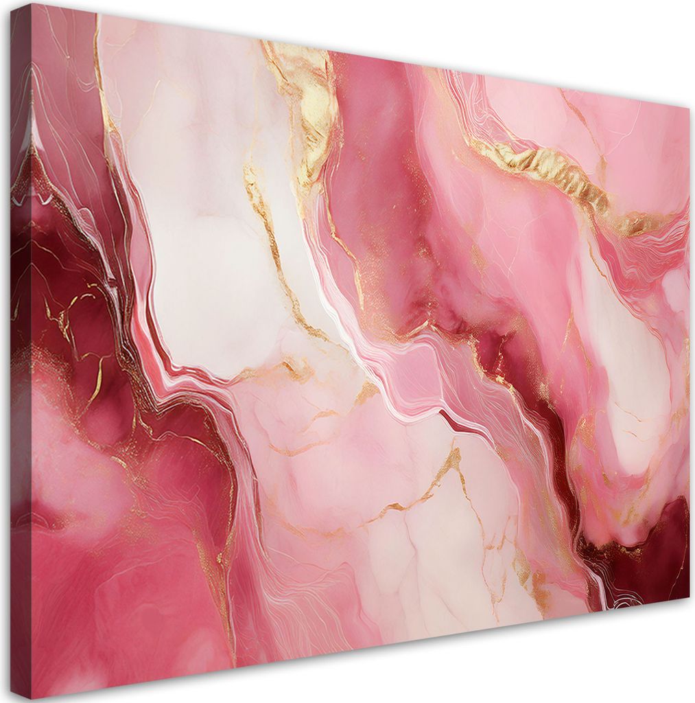 Leinwandbild Rosa Marmorstein mit Goldelementen 60x40 Feeby Rosa bild für die wand bereit zum aufhängen