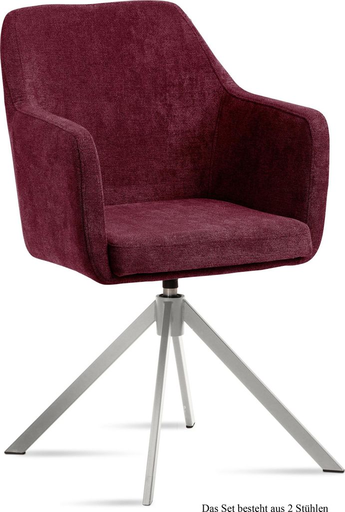 Armlehnstuhl drehbar (2er-Set) Duscha 57x87x60 Edelstahl/Marsala