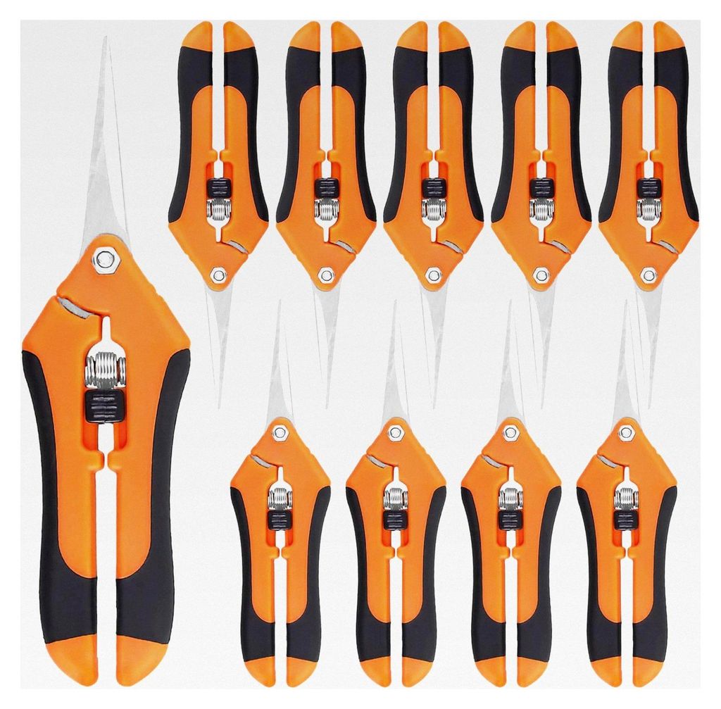 10 Stück 17 cm Gartenschneider, Hand Gartenschere mit Edelstahlklinge und ergonomischen Griffen, Blumenschneider für Schnittblumen, Orange