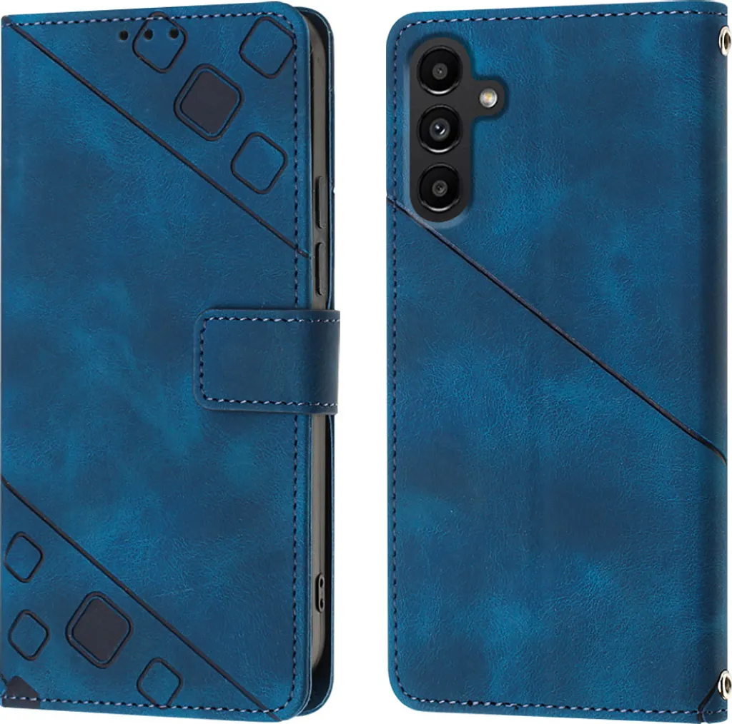 Custodia Samsung A13 5G Blu a Libro - Protezione Pelle in Rilievo