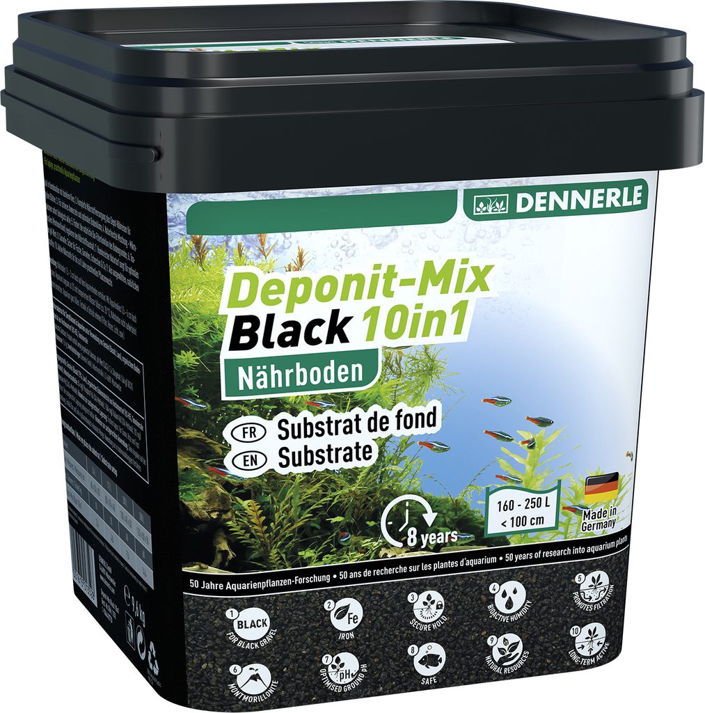 Dennerle Deponit Mix Pro Black Aquariennährboden, 9.6 kg, Produktbild