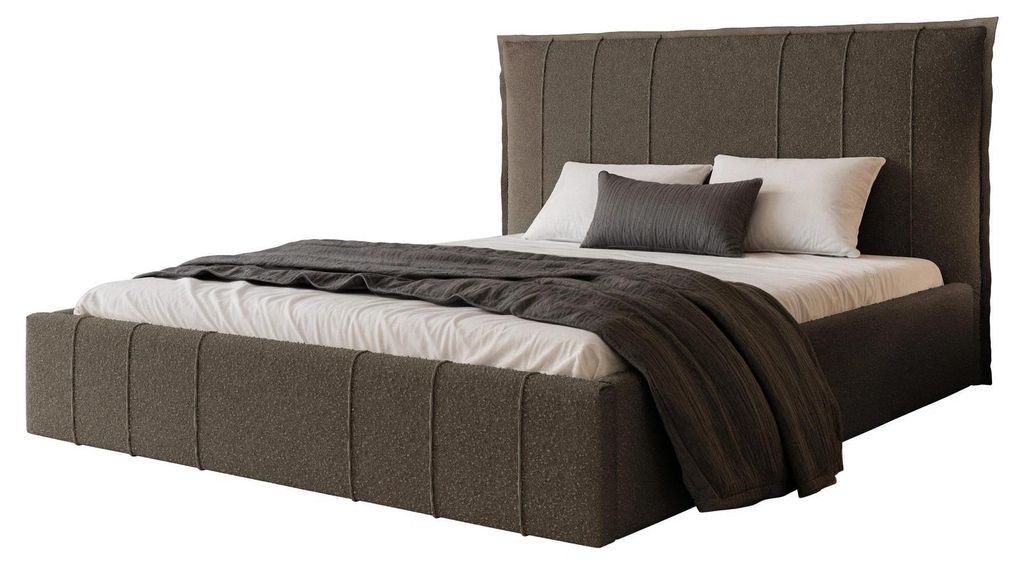 Polsterbett TERENZO 200x200 Kaffeebraun mit Bettkasten & Lattenrost