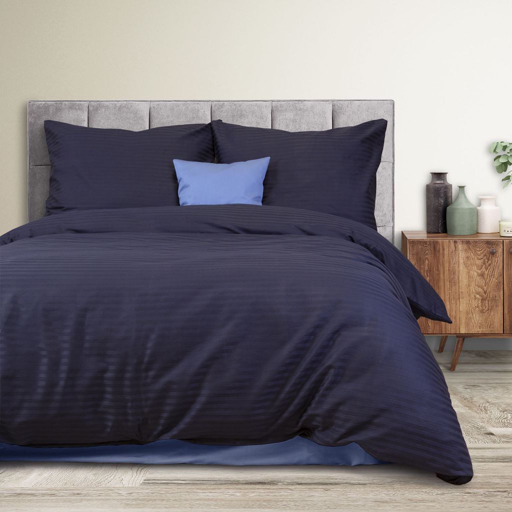 Baumwollsatin-Bettwäsche CIZGILI MARINEBLAU/180x200 EXKLUSIV
