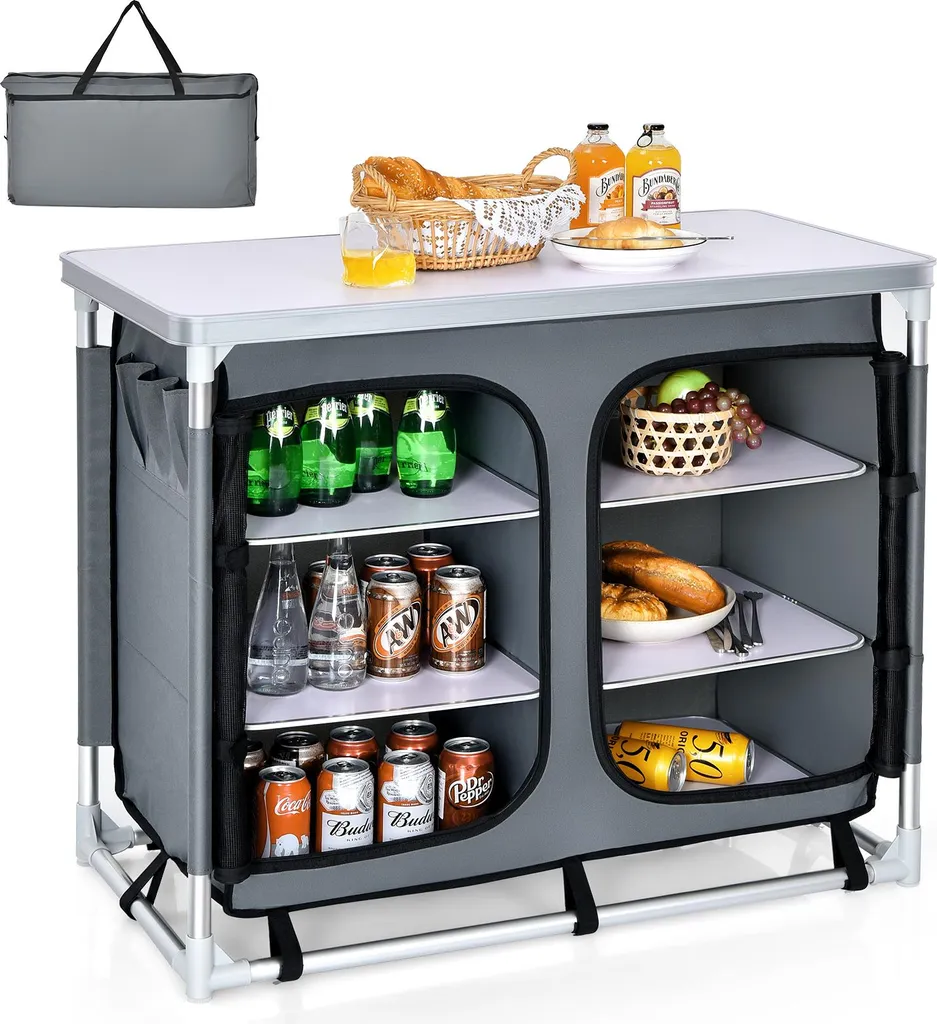 Armoire de camping en aluminium avec sac de transport et 3 étages
