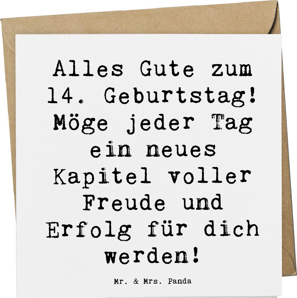 Mr. & Mrs. Panda Glückwunschkarte Spruch 14. Geburtstag - Weiß - Geschenk, anlasskarte, Geburtstagsparty, Happy Birthday, Klappkarte, Grußkarte,...