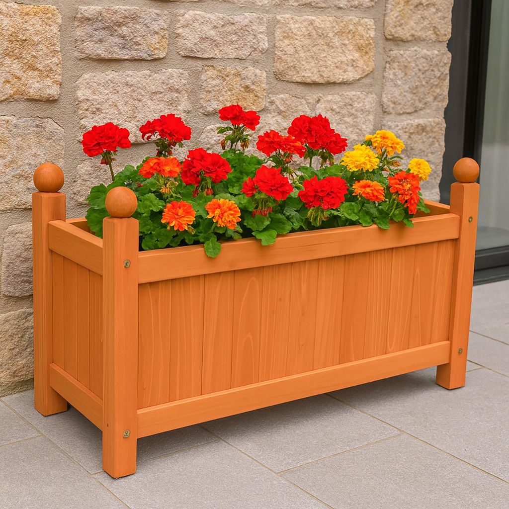 Holz-Pflanzkasten in Braun Blumenkübel für Garten, Terrasse und Balkon