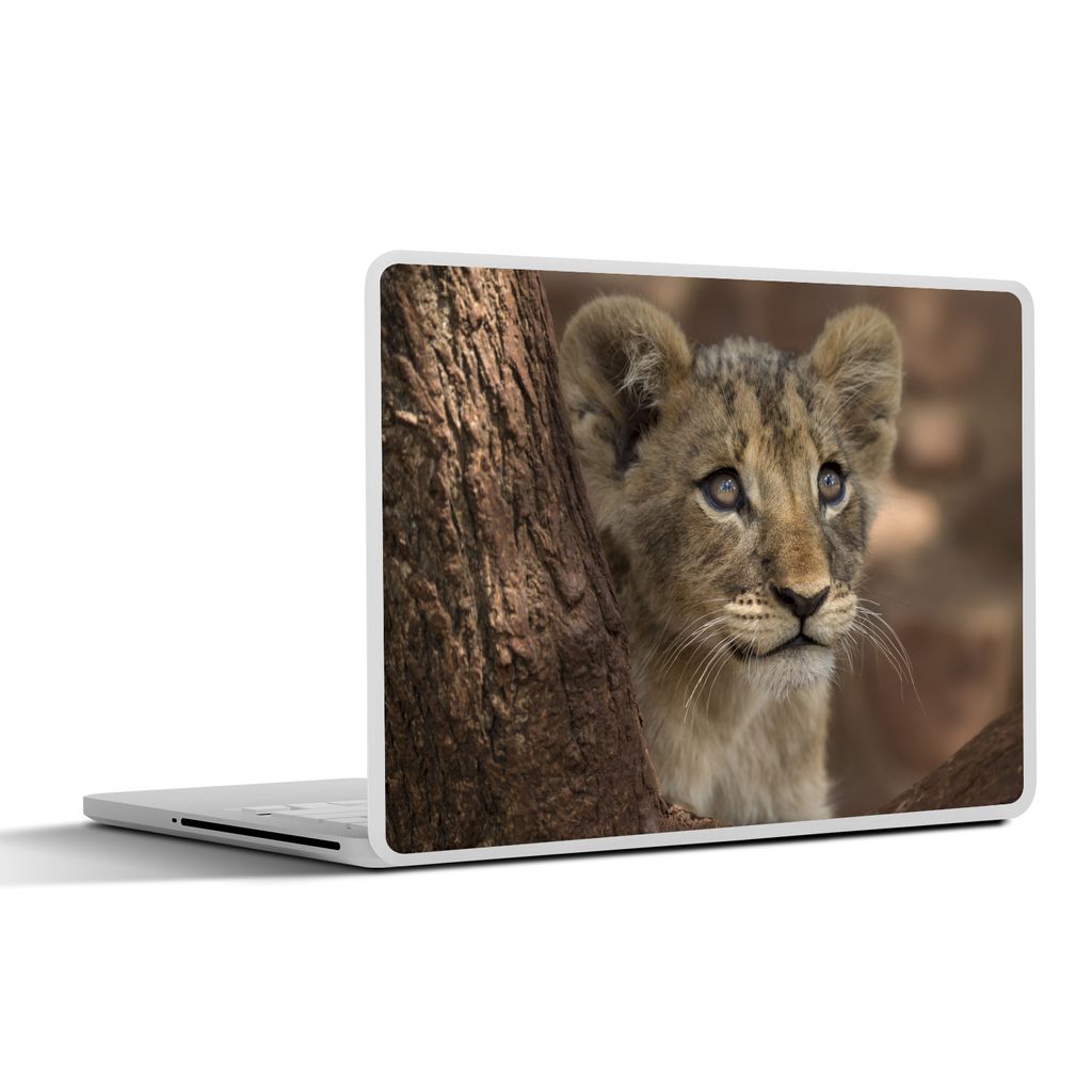 MuchoWow Laptop Aufkleber Sticker Cover Löwe - Baum - Wilde Tiere 40x30 cm - Laptop Dekoration - Selbstklebend