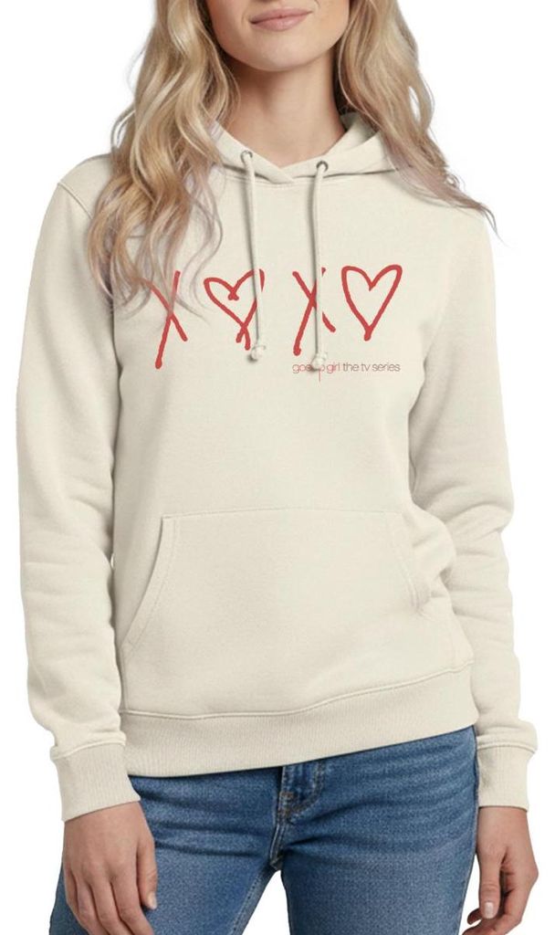 Spreadshirt Gossip Girl Mit Herzen Handschrift Damen Hoodie, XL, Vanille-Milchshake