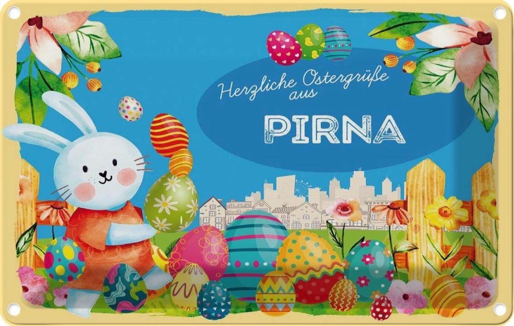 vianmo Blechschild 12x18 cm Ostergrüße PIRNA Ostern Gruß