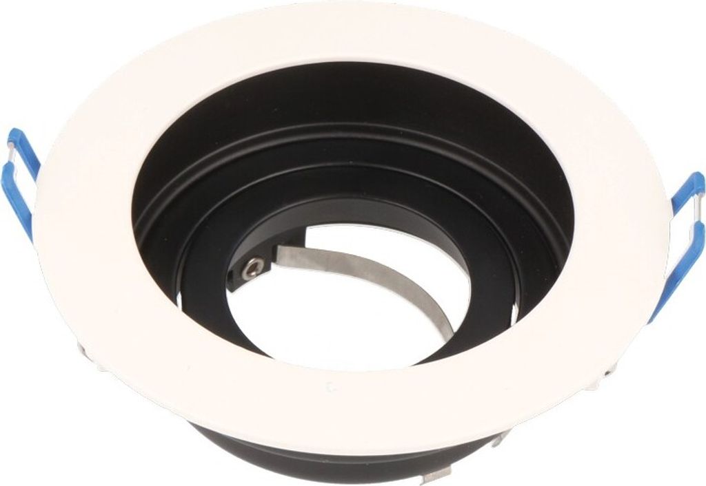 Einbaustrahler GU10 Einbaurahmen 25° Schwenkbar Einbauspot Ø90mm Bohrloch Aluminium inkl. GU10 Fassung für LED Leuchtmittel Weiß/Schwarz Rund