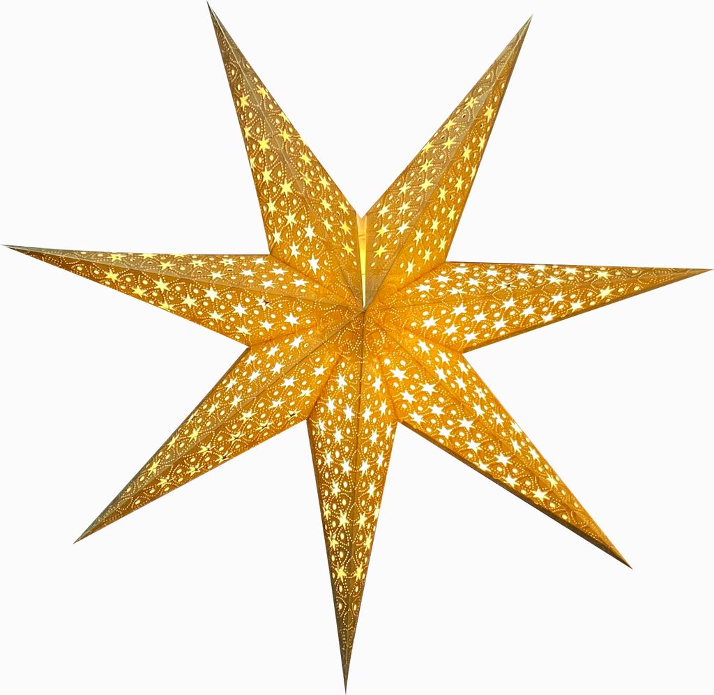Faltbarer Advents Leucht Papierstern, Weihnachtsstern 60 cm - Milenka Gold, Papiersterne 60 cm