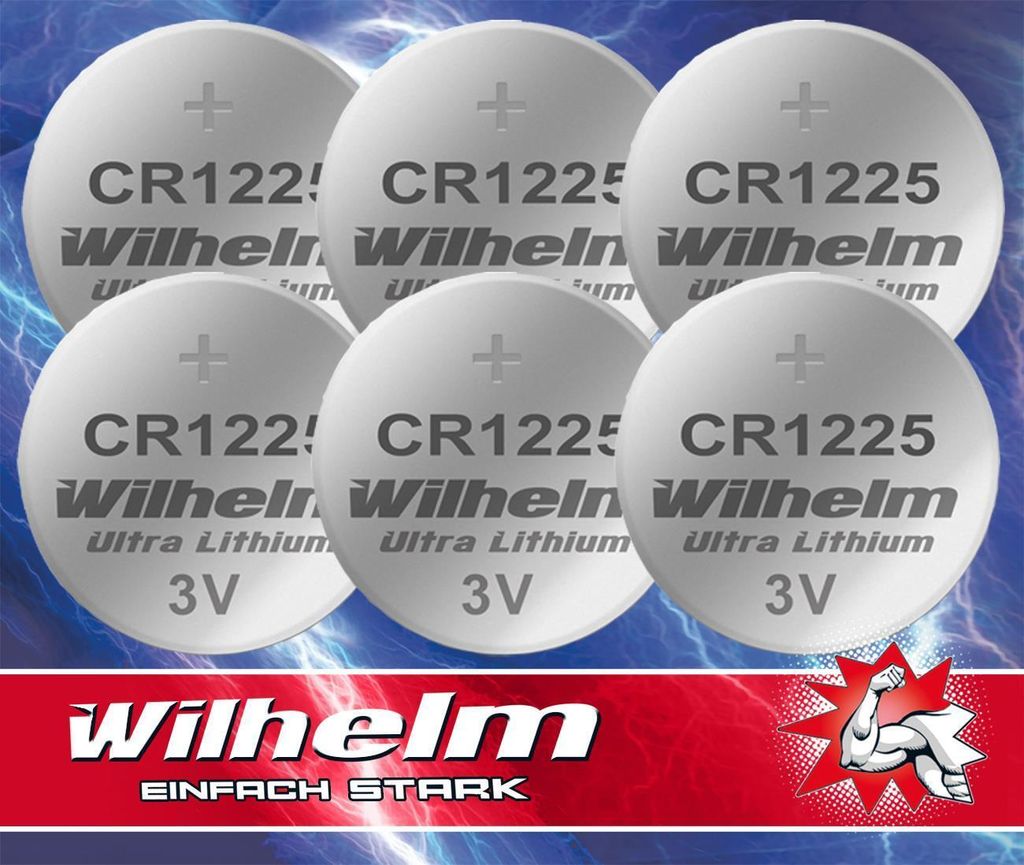 6 x CR1225 WILHELM Lithium Knopfzelle 3V 52 mAh ø12 x 2,5 mm Batterie DL1225