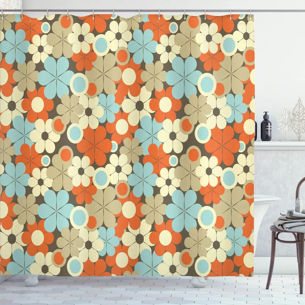 Tenda Doccia Floreale ABAKUHAUS 175x240: Essenza Retro in Bagno