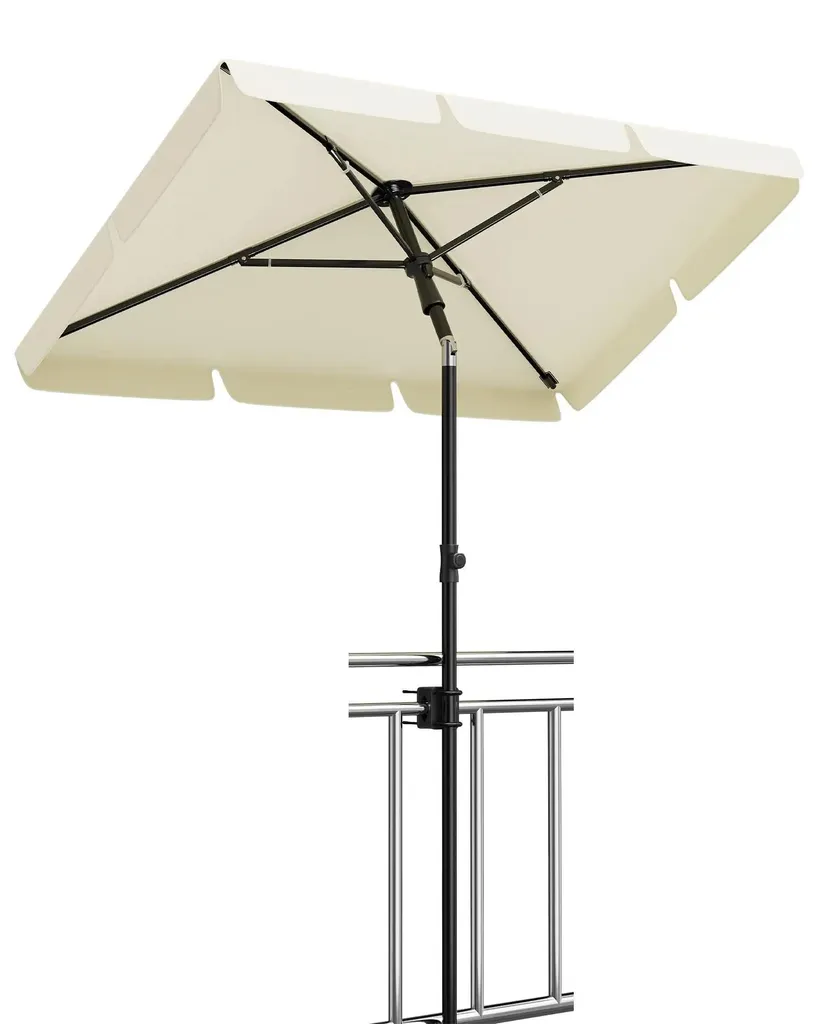 Grand parasol de terrasse inclinable et réglable, tissu beige UV50+