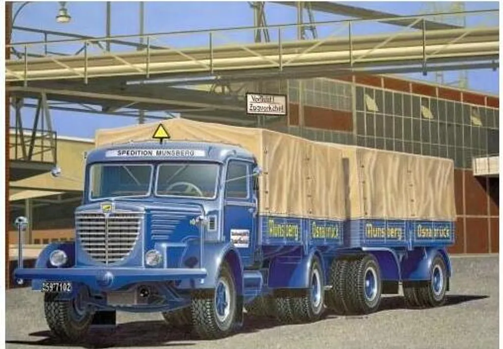Maquette Büssing 8000 S13 avec remorque Pl. Ed à l'échelle 1/24