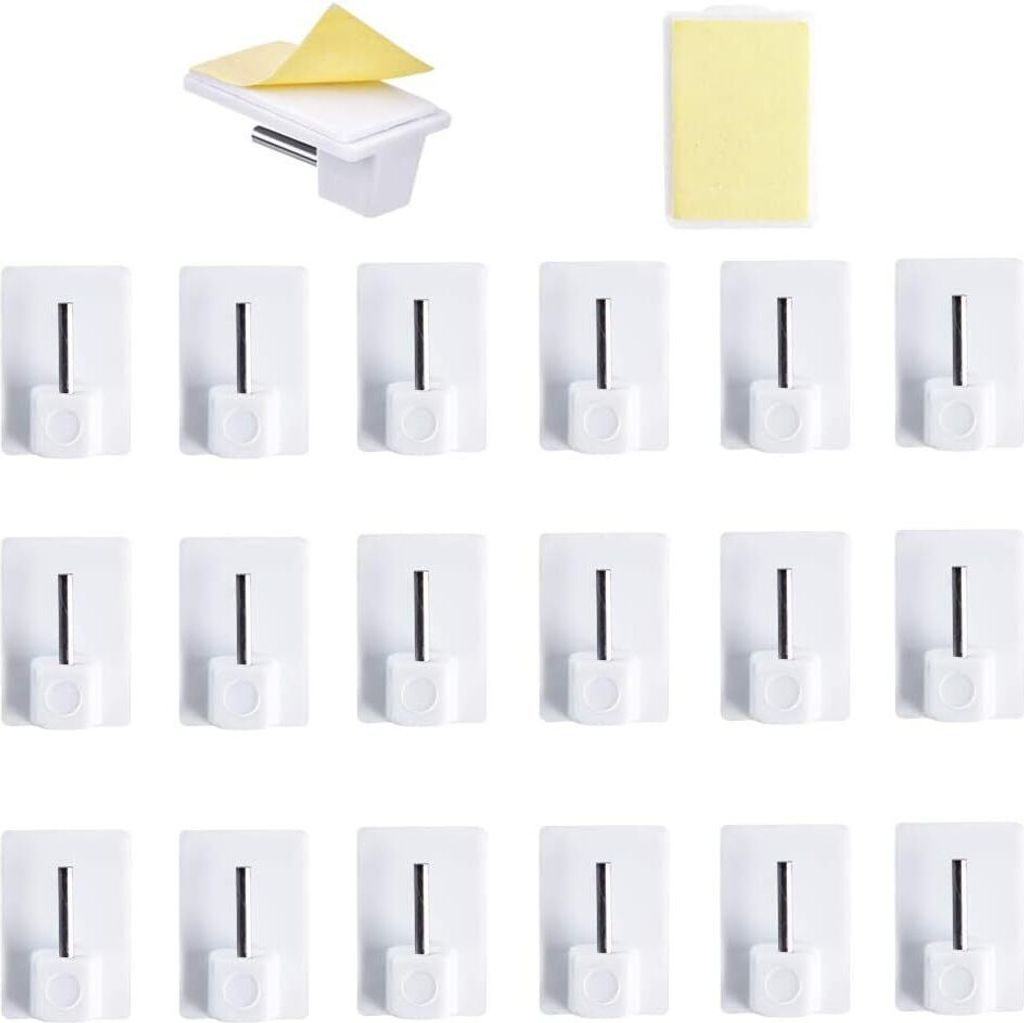 20pcs Gardinenhaken Selbstklebend Klebehaken Gardinenstange Vorhang Haken Weiß für Gardinenstangen Vitragestangen Gardinenhalter Fenster