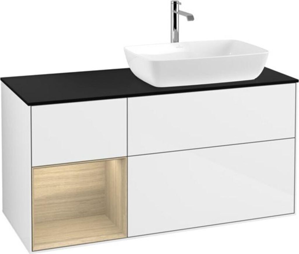 V&B Waschtischunterschrank Wandbeleuchtung Finion 120cm, Pl bla m, Reg Oa ven, glo wh. Lac