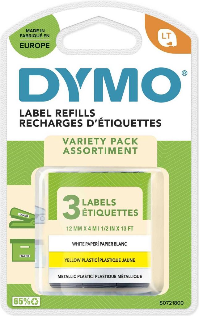 Dymo Letratag Starter Pack papier/plastique jaune, métal Image du produit 
