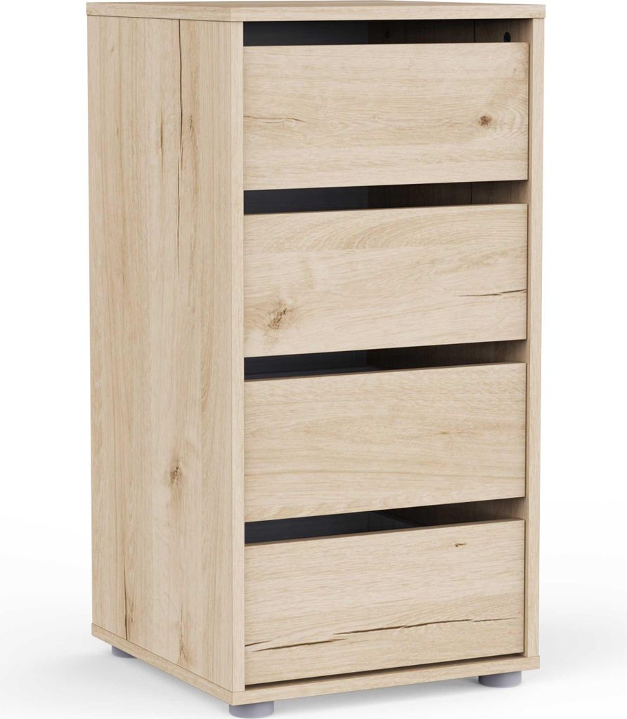 Blokty Kommode - 40x40x76cm - 4 Schubladen - Eiche Nachbildung