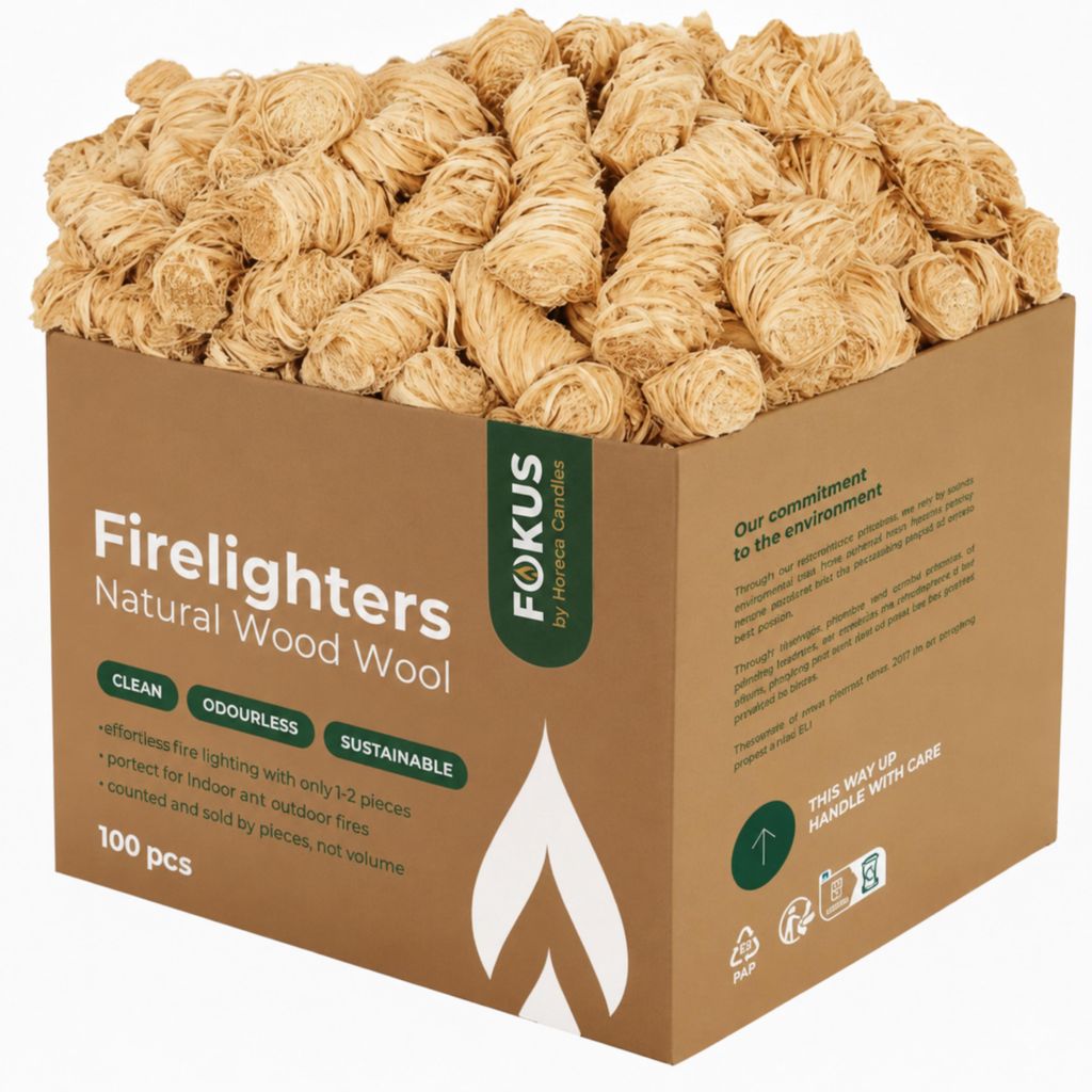 Horeca Candles Anzündwolle 100 Stk – Natur-Feueranzünder Produktbild 