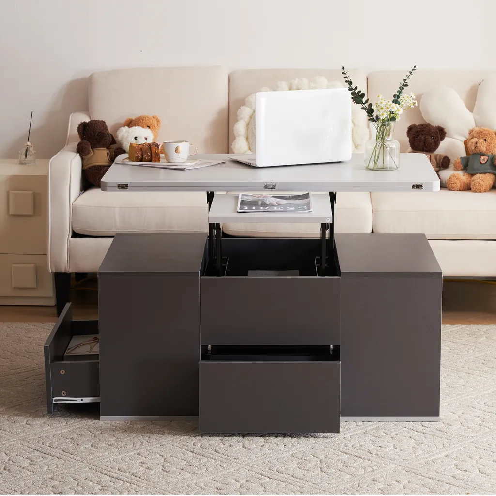 Table basse relevable et extensible bicolore pour salon moderne - 4