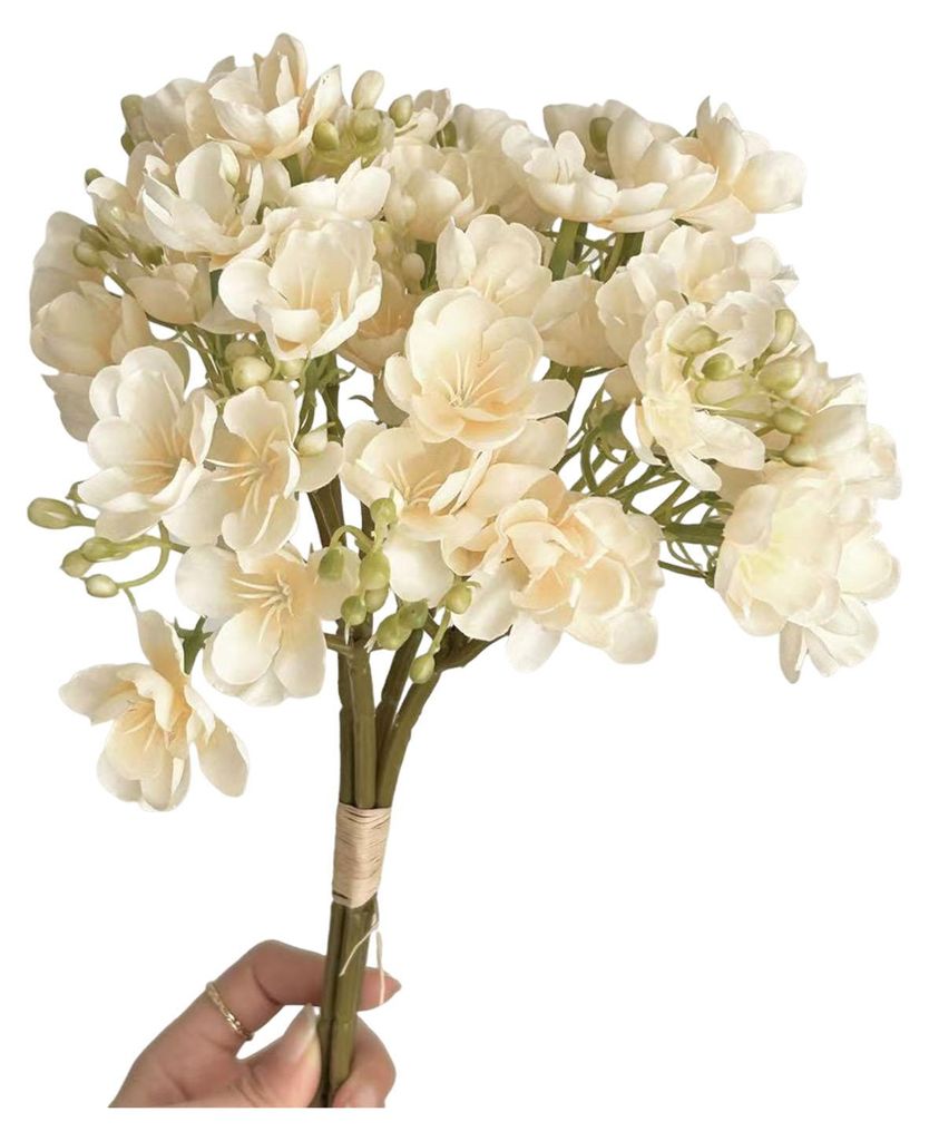 4 künstliche Jasminzweige, realistische Kunstblumen, langlebige künstliche Jasminzweige für Blumenarrangements zu Hause, Hochzeiten und Partys