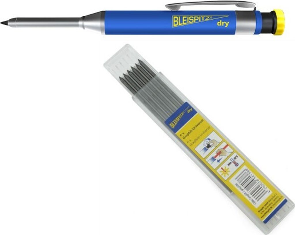 Bleispitz Tieflochmarker DRY-Set + 6er Pack Graphitmine