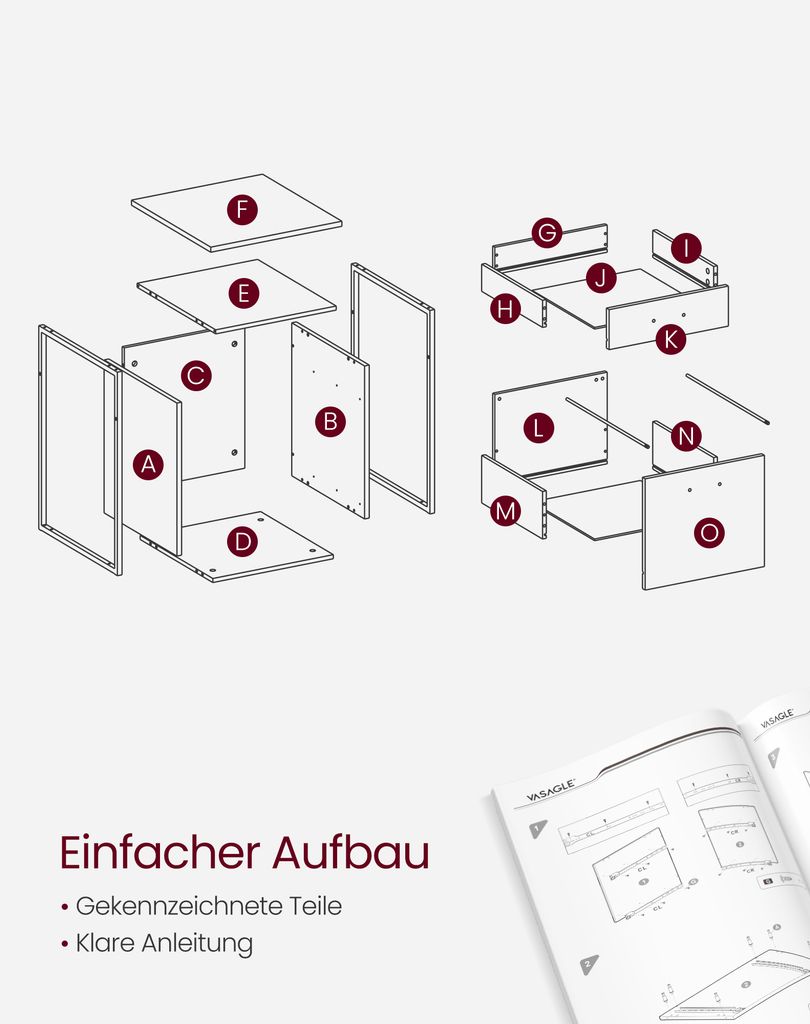 VASAGLE Aktenschrank Rollcontainer mit 2 Schubladen, Produktbild 9