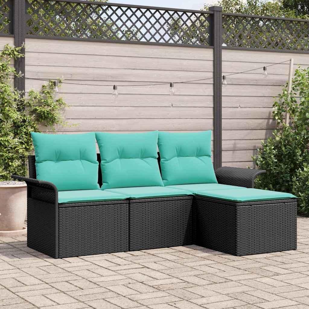 Maison Exclusive - Gartensofa-set mit Kissen 4 pcs Schwarz Poly-Rattan
