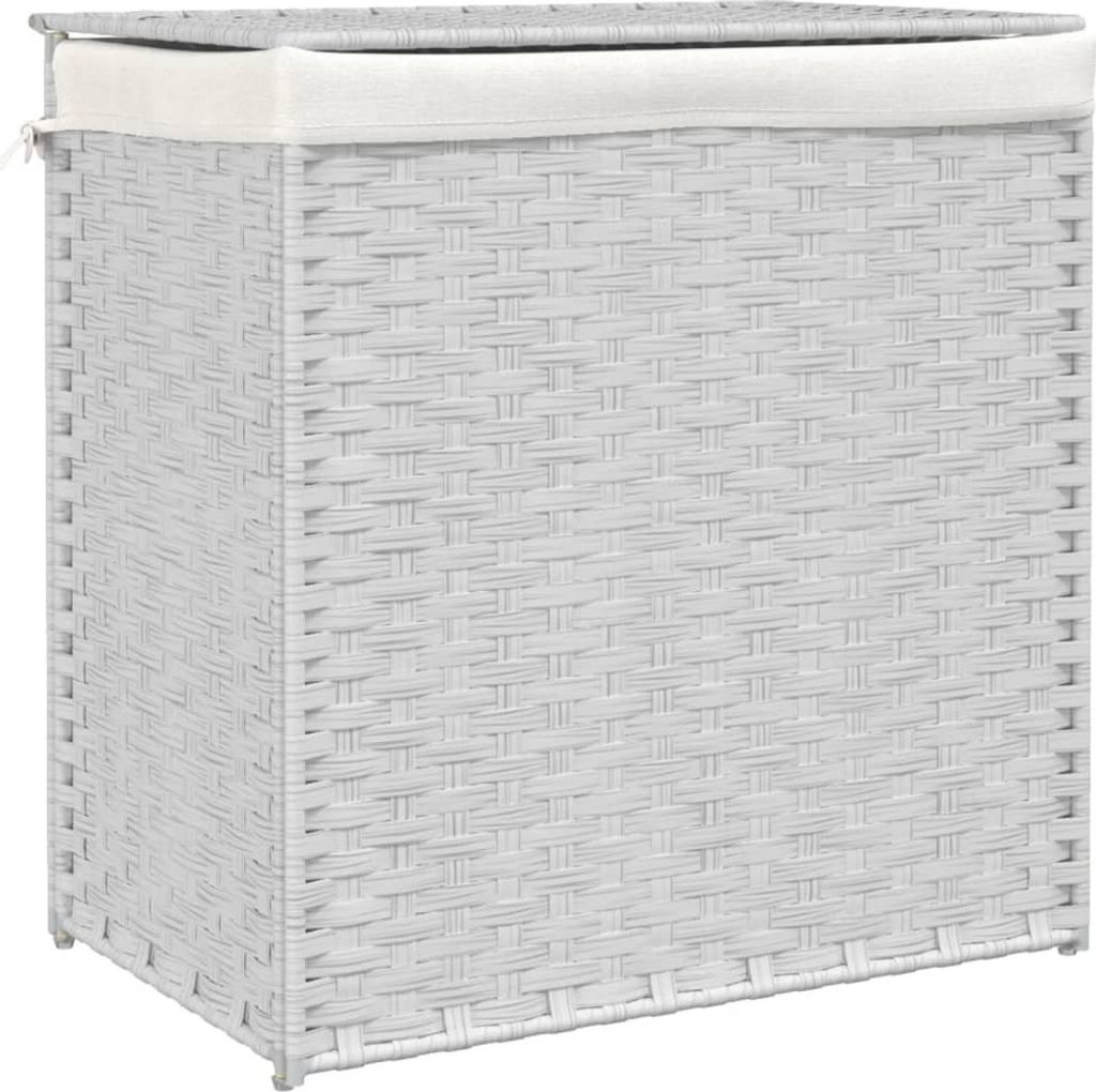 Maison Exclusive WäschMaison Exclusiverb mit 2 Fächern Weiß 53x35x57 cm Poly Rattan