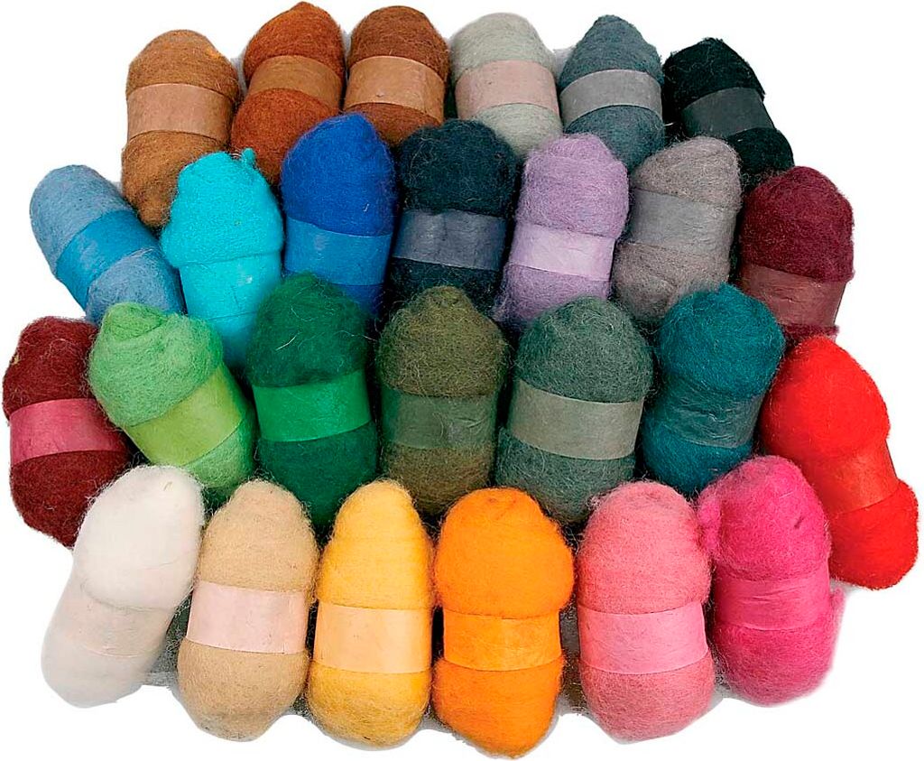 Creativ Company kardierte Wolle, verschiedene Farben, 26x25 gr 1 Box
