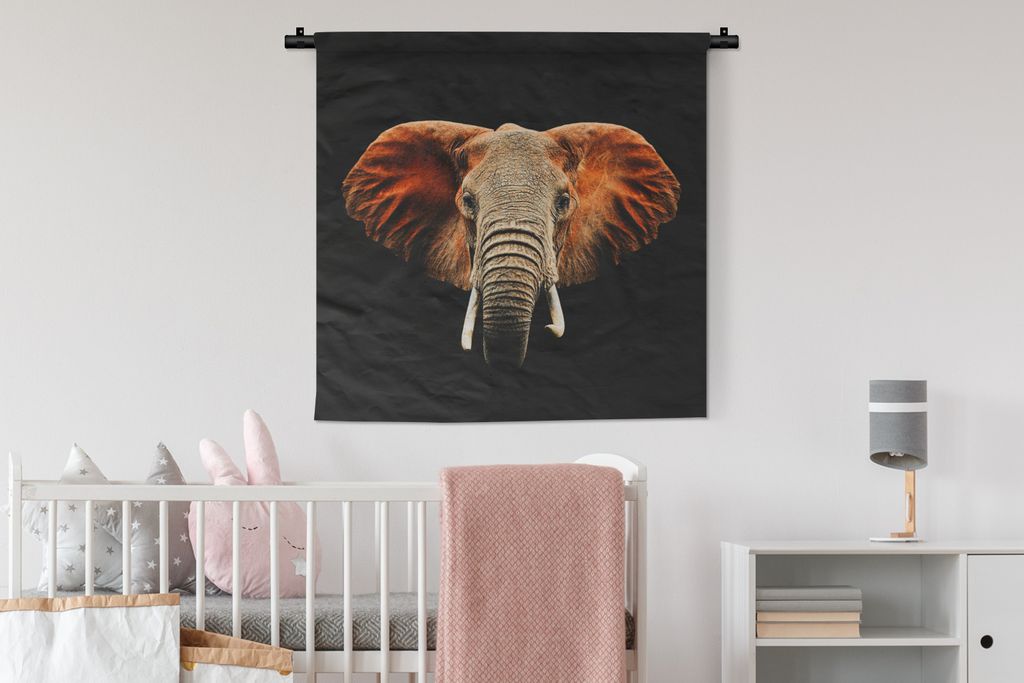 MuchoWow Wandteppich Wandbehang Elefant - Tiere - Farben 90x90 cm Tapisserie Dekoration Wandtuch - Wandaufhänger