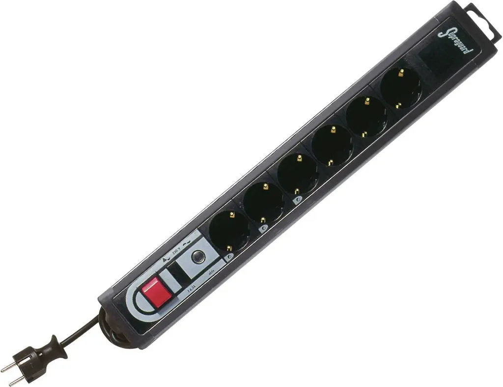 Éviter les Surtensions Electriques : Multiprise 6 Prises REV Supraguard Noir