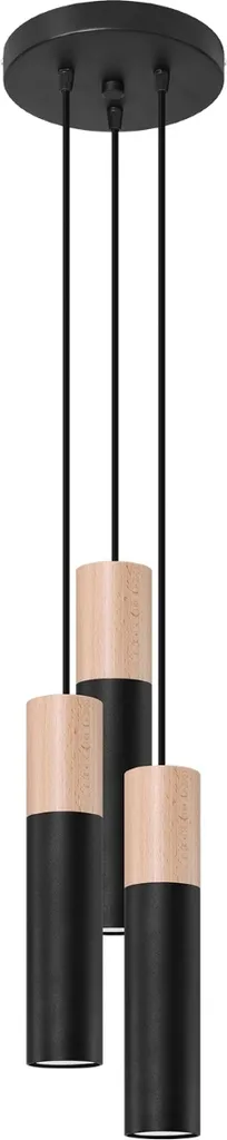 Suspension barre noire 3 lumières MARCOS en métal pour salon et cuisine