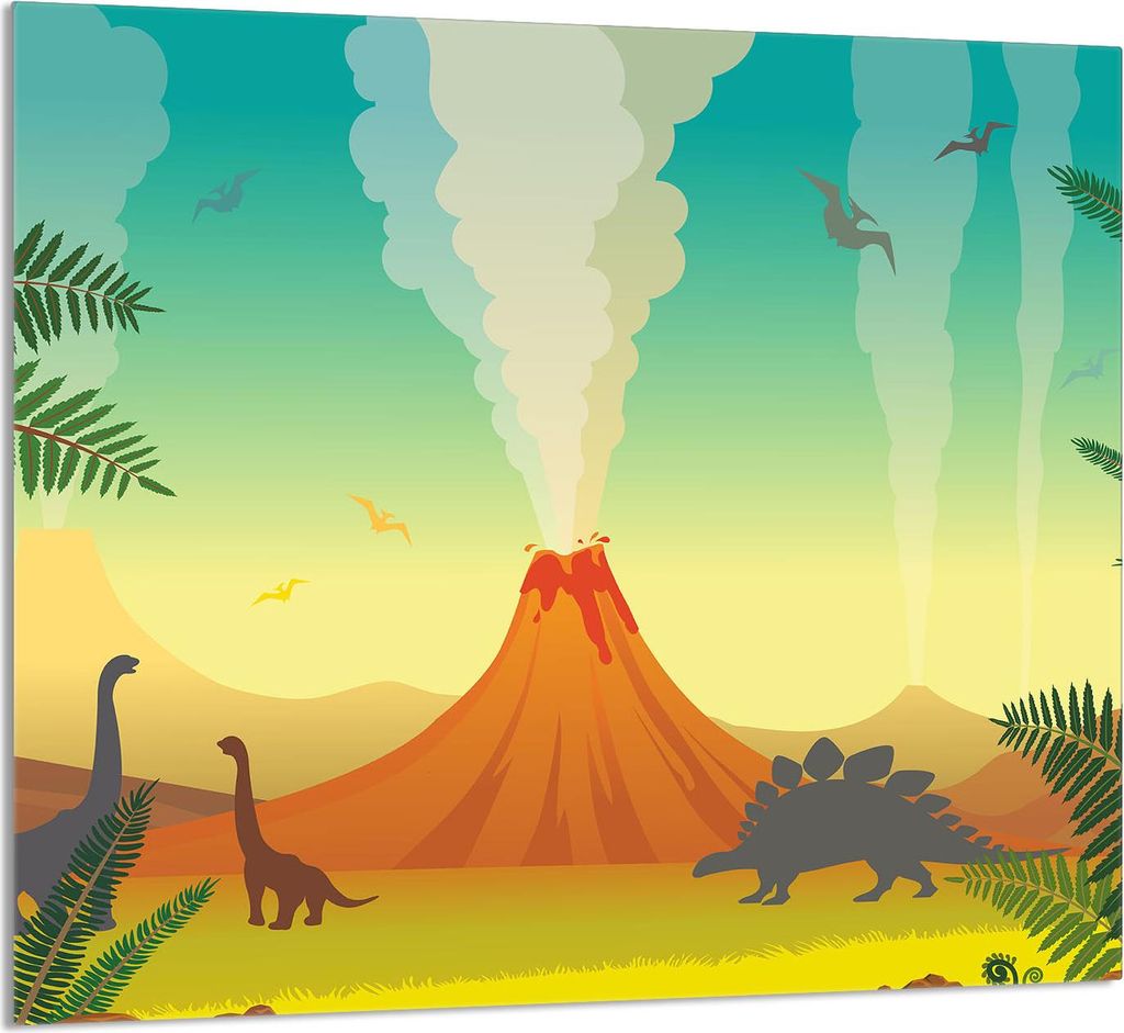 GLASPLATTE FÜR KÜCHE 65x60 Volcano