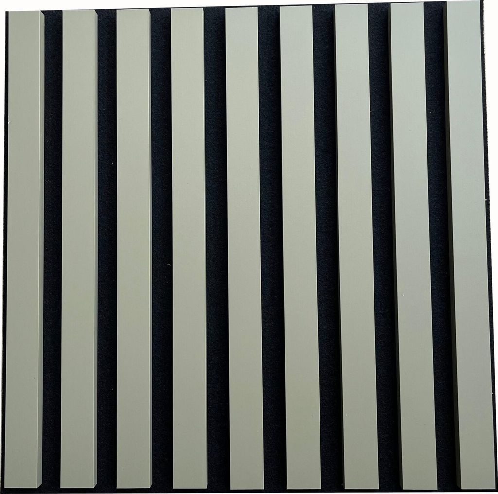 A set of acoustic panels with a ribbed texture, arranged vertically against a dark background.