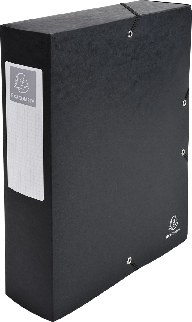 Exacompta 6x Archivbox Karton, 600g, Rücken 80mm + Etikett, A4, Schwarz, 50831E