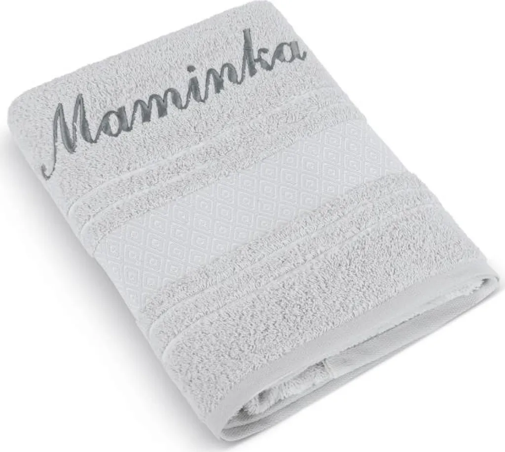 Asciugamano in spugna a mosaico con nome della mamma - 50x100 cm - Grigio