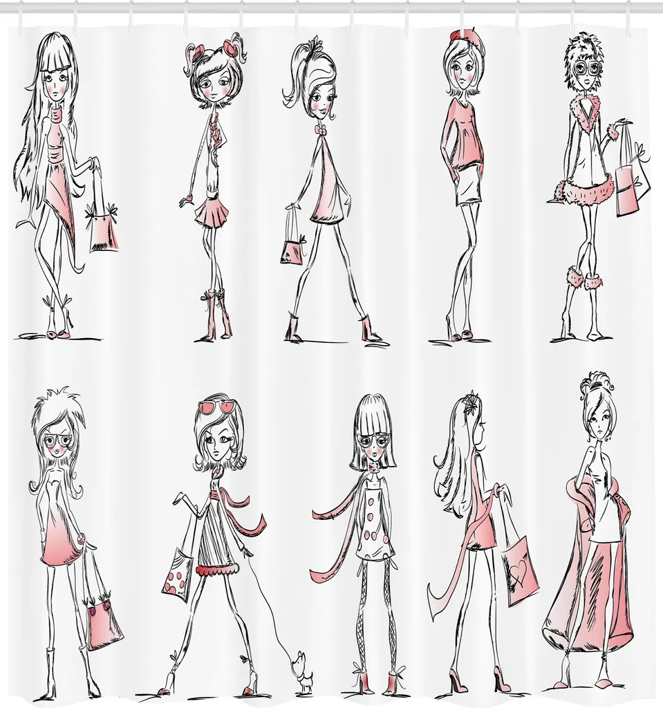 Rideau de Douche Anti-Eclaboussures Design Fashion 175x240cm avec Kit