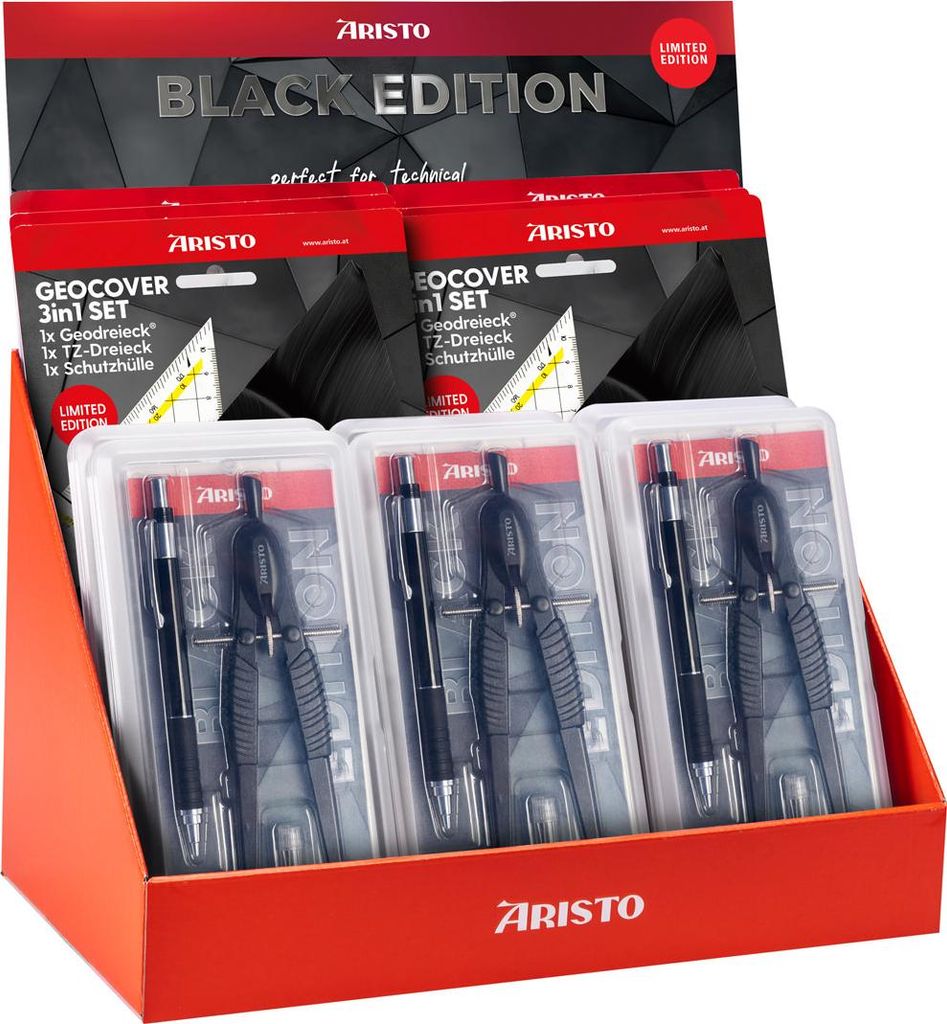Aristo TopLine Zirkel+ Geocover+HQ-FMS 0,5 je 6 Black Edition im Display sort.