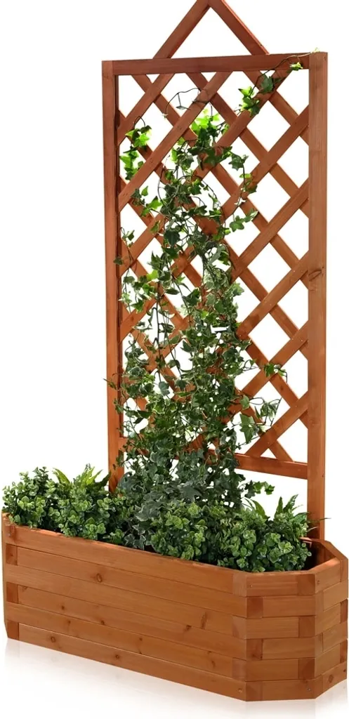 Treillis avec bac à plantes en bois 83×36×146 cm pour arc de roses