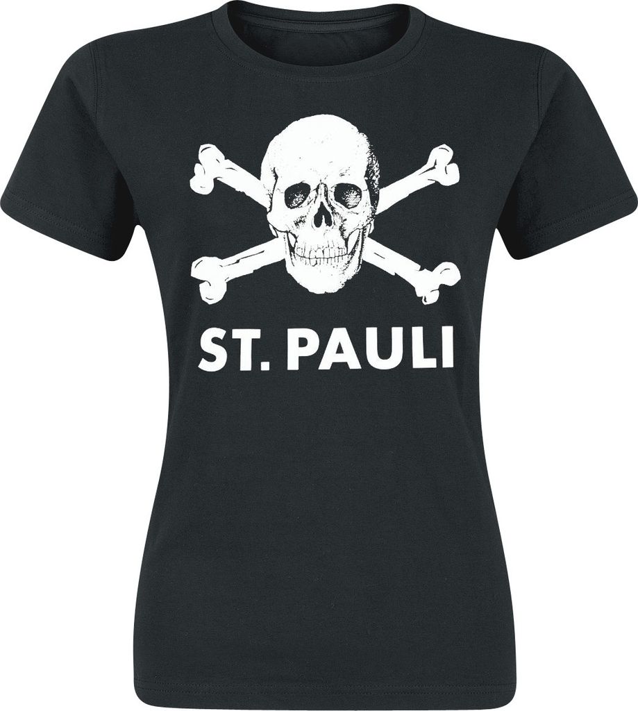 FC St. Pauli - Girly Shirt Totenkopf groß - schwarz