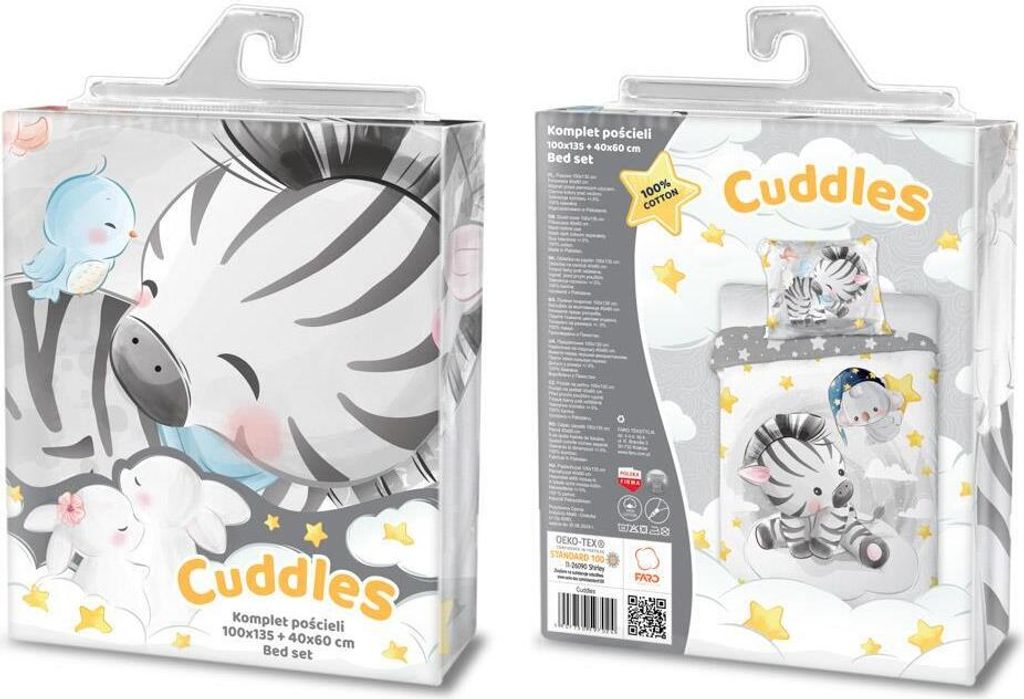 Bavlněné povlečení 100x135 Zebra šedá povlak na polštář Obrázek produktu 