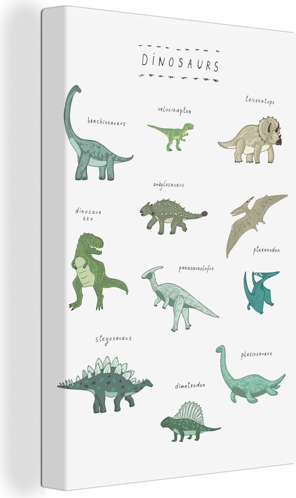 OneMillionCanvasses - Leinwandbilder - 90x140 cm, Kinderzimmer - Farben - Dinosaurier - Junge - Mädchen - Kind, Wandbilder Kunstdruck Wanddekora...