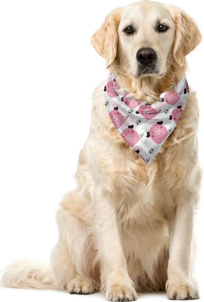 ABAKUHAUS Bandana Maialino Domestico Pois e Righe Rosa Grigio 55cm