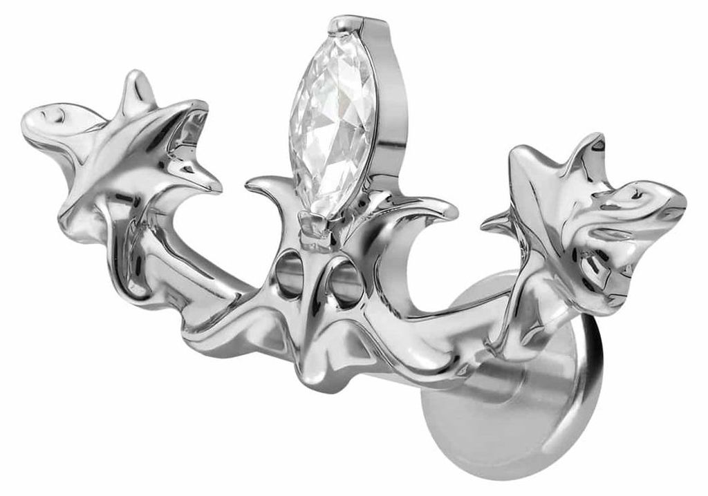 Ohrpiercing, Nasenpiercing Titan Labret mit Innengewinde GOTISCHES DESIGN Silber Stablänge: 10mm | Stabstärke: 1,6mm