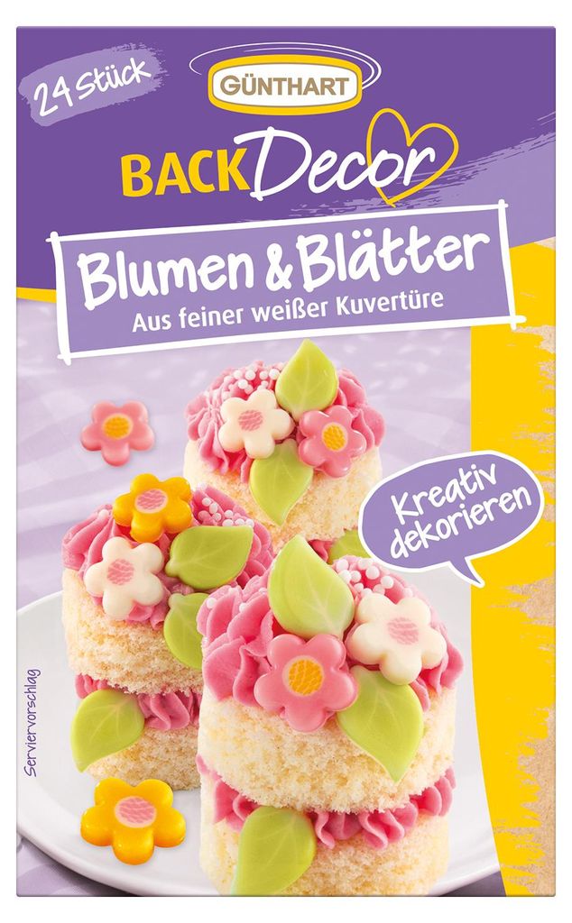 BackDecor 24 Blumen und Blätter aus weißer Schokolade
