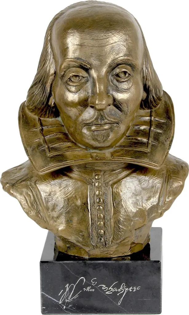 Statue Shakespeare en marbre véritable Art-Dog, finition artisanale 15cm