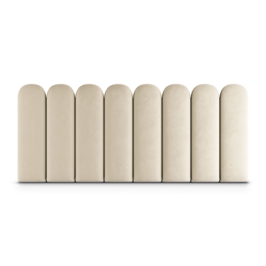 A row of cream-colored upholstered panels against a white background.